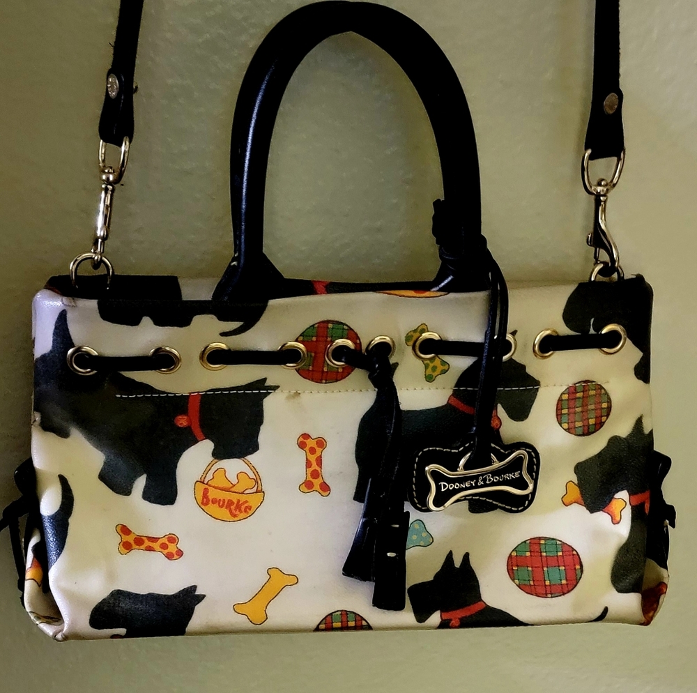 Dooney and Bourque Scottie Dog Patterned Tassel Tote Satchel Shoulder